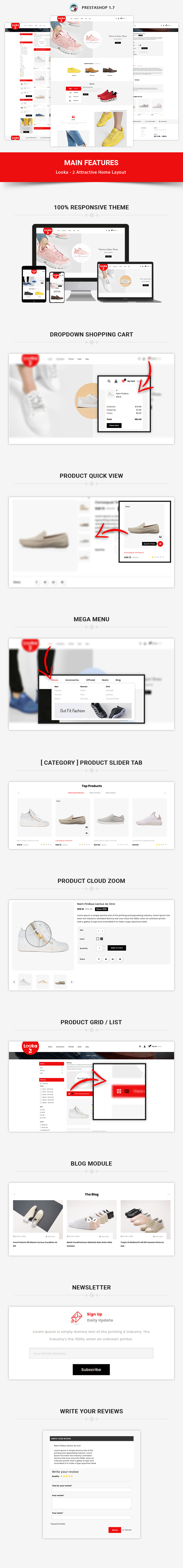 Looka – Glasses & Shoes Prestashop 1.7 & 8.x Responsive Theme